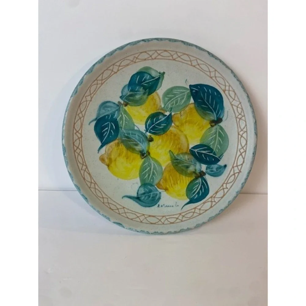 Italian Pottery Hand Painted Lemon Plate Santo Stefano di Camastra Sicily 8.5